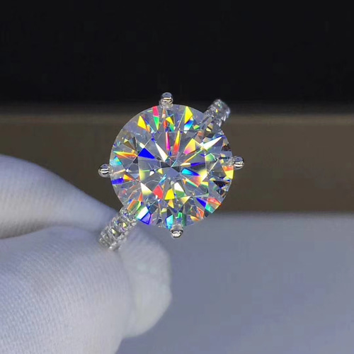 5カラット 】豪華仕様 モアサナイト ダイヤ リング K18WG 指輪・リング  