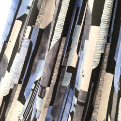 国産コットン&リネン　ランダムペイントのロングスカート【ミッドナイトブルー】 4枚目の画像