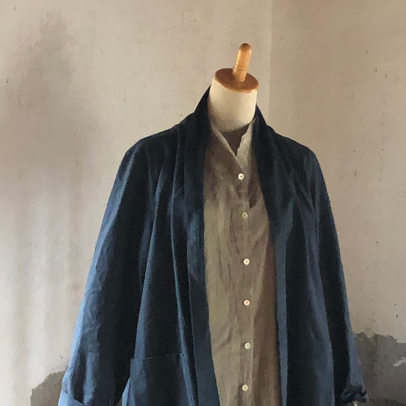 スタンドカラーlong shirt/ロングシャツワンピ 　コートセット 4枚目の画像