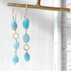 ❁Larimar long earrings All 14kgf❁美しいハイクオリティラリマー 8枚目の画像