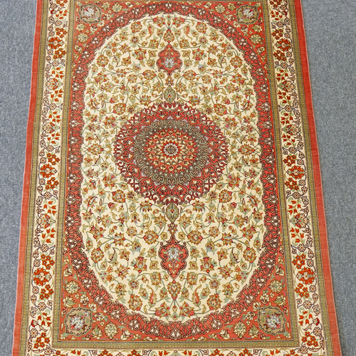 ペルシャ絨毯 クム産 シルク ラグ ヴィンテージ 高級ラグ 5300