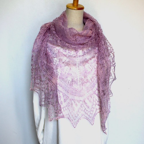 大判・超極細レースショール モヘア・メリノ ピンクミックス(段染め