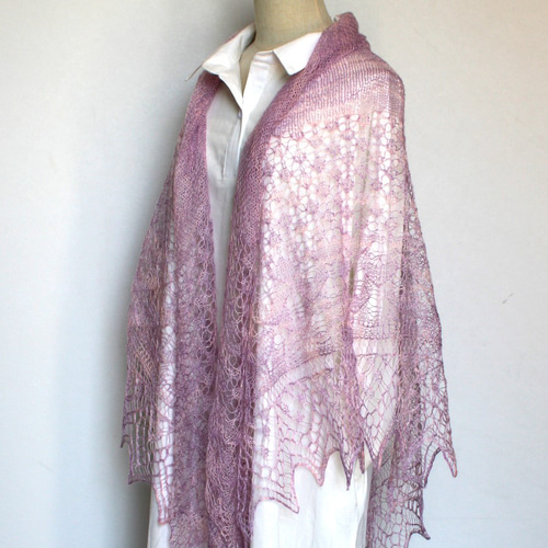 大判・超極細レースショール モヘア・メリノ ピンクミックス(段染め  
