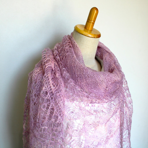 大判・超極細レースショール モヘア・メリノ ピンクミックス(段染め
