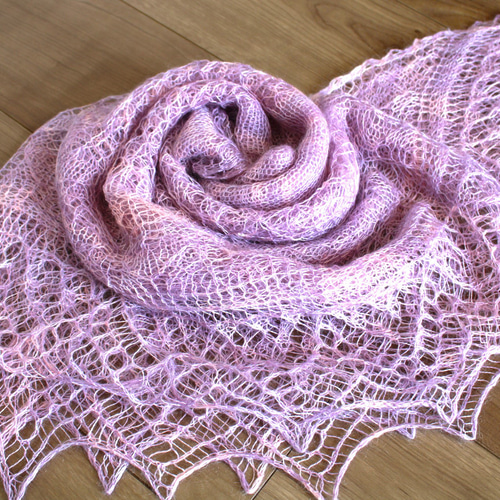 大判・超極細レースショール モヘア・メリノ ピンクミックス(段染め  