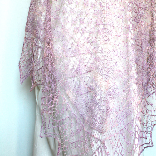 大判・超極細レースショール モヘア・メリノ ピンクミックス(段染め