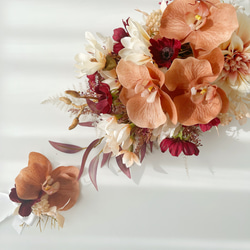 【受注製作】ダリアと胡蝶蘭の秋色ブーケ　アーティフィシャルフラワー 5枚目の画像