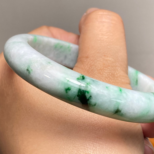 BG5-3 美品 花緑 55.8MM 真ん丸 ミャンマー産 天然本翡翠