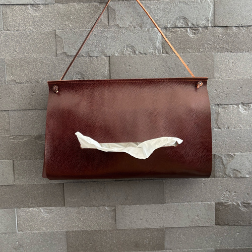 アンティークモノグラム　ティシュケースカバー 本革✴︎中が見えないティッシュケース✴︎ティッシュカバー✴︎壁掛け