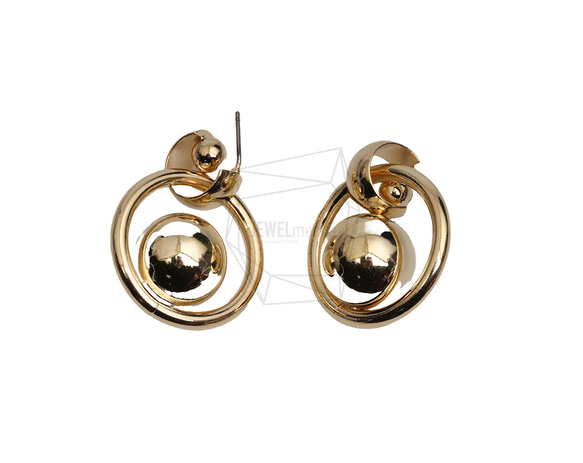 ERG-2646-G [2件] 圓球耳環，圓球耳柱 第1張的照片