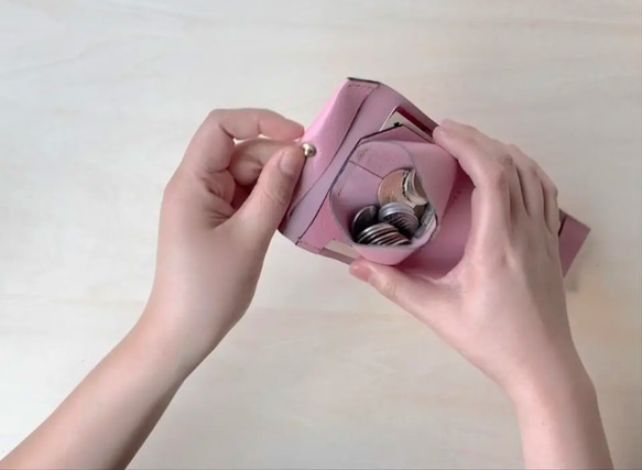 <高級革>フランスレザー使用コンパクト財布（ターコイズブルー） 9枚目の画像