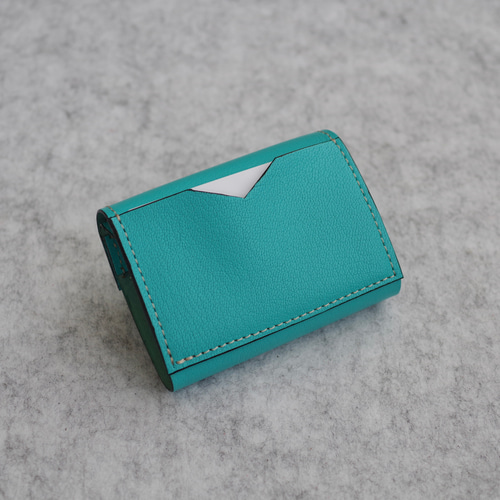 【 しゃっこ 】 ミニ財布 （ ターコイズ ）【 受注生産 】 高級革>フランスレザー使用コンパクト財布（ターコイズブルー