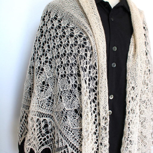 大判・超極細レースショール アルパカ・メリノ 無着色ナチュラル