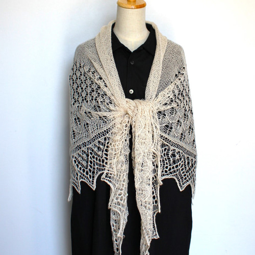 大判・超極細レースショール アルパカ・メリノ 無着色ナチュラル