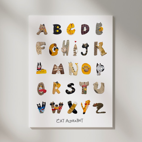 定番人気/ ABC猫 A4 ポスター アルファベット 送料無料 壁飾り