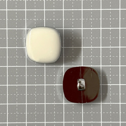 レトロ スクエア 四角 ボタン ホワイト ベージュ 19.5mm 8個セット ei-250 3枚目の画像