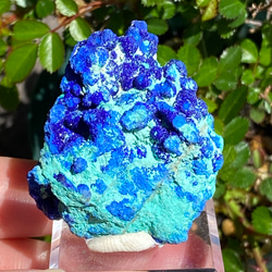 激レア♢スペシャル鉱物標本 スパークリング アズライトボール on マラカイト アズライト原石13  天然石 天然色 4枚目の画像