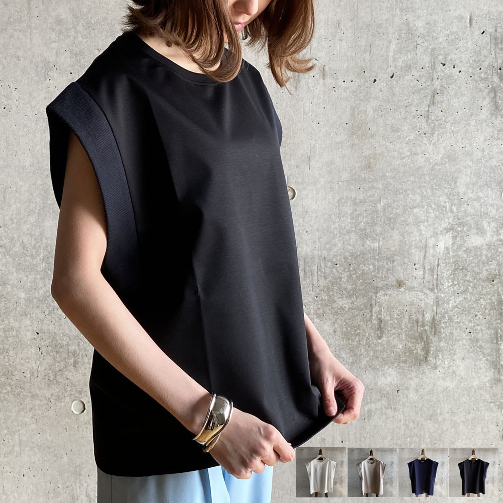 【日本製】コットンポンチ＿スクエアショルダープルオーバー＿ブラック