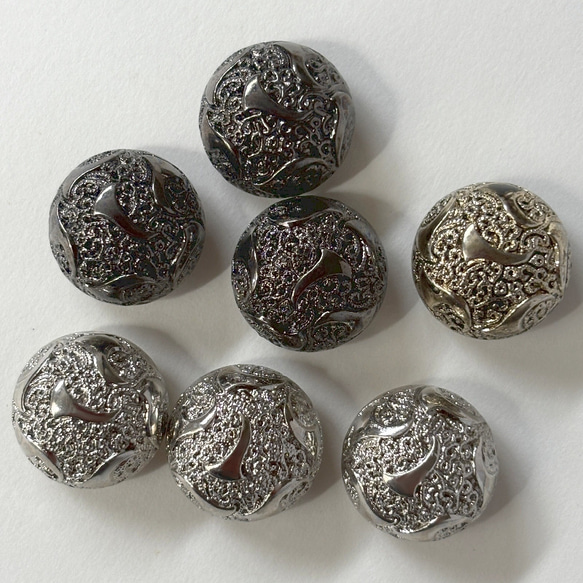 ボタン レトロ 円形 丸型 半球 シルバー アンティークゴールド 21mm 7個セット ei-251 1枚目の画像