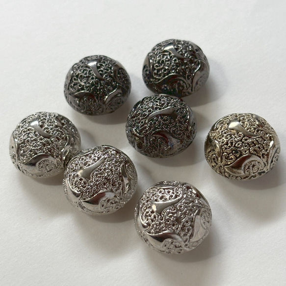 ボタン レトロ 円形 丸型 半球 シルバー アンティークゴールド 21mm 7個セット ei-251 2枚目の画像