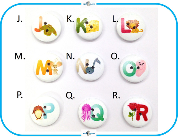 EB1 ウッド ボタン 木製 アルファベット デザイン A～Z イニシャル 約2cm 2ホール ハンドメイド 材料 4枚目の画像