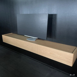kido-design様専用　210cm  フロートテレビボード　ブラックチェリー　無垢材　スリット溝加工　天板欠き込み 2枚目の画像