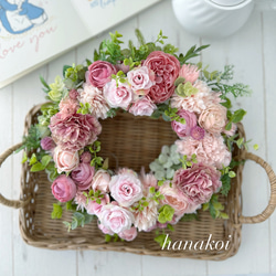 【母の日フラワー2024】ピンクフラワーガーデン　ピンクのバラ　カーネーション　ラナンキュラス　母の日ギフト　結婚祝い 5枚目の画像