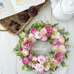【母の日フラワー2024】ピンクフラワーガーデン　ピンクのバラ　カーネーション　ラナンキュラス　母の日ギフト　結婚祝い 3枚目の画像