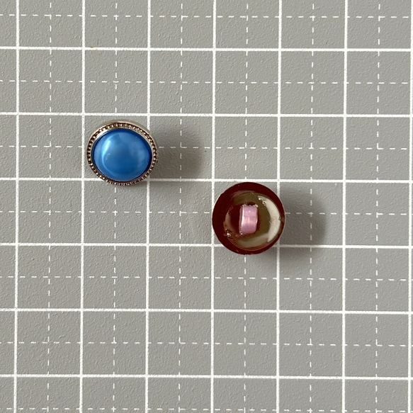 レトロ 円形 丸型 ボタン ブルー ピンク ホワイト レッド 11mm 12個セット ei-254 3枚目の画像