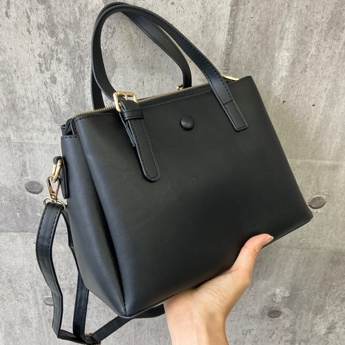 くるみボタンハンドバッグ/ショルダーバッグ ファスナー付きバッグ