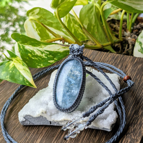 アクアマリン　マクラメ　ネックレス ☆シャイニーアクアマリン☆マクラメ編みネックレス 140 マクラメ