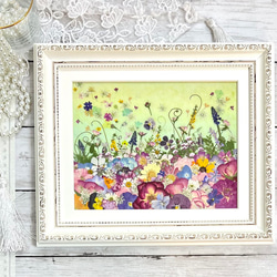 空に舞うお花のファンタジー 押し花アート額06 その他アート 神戸六甲