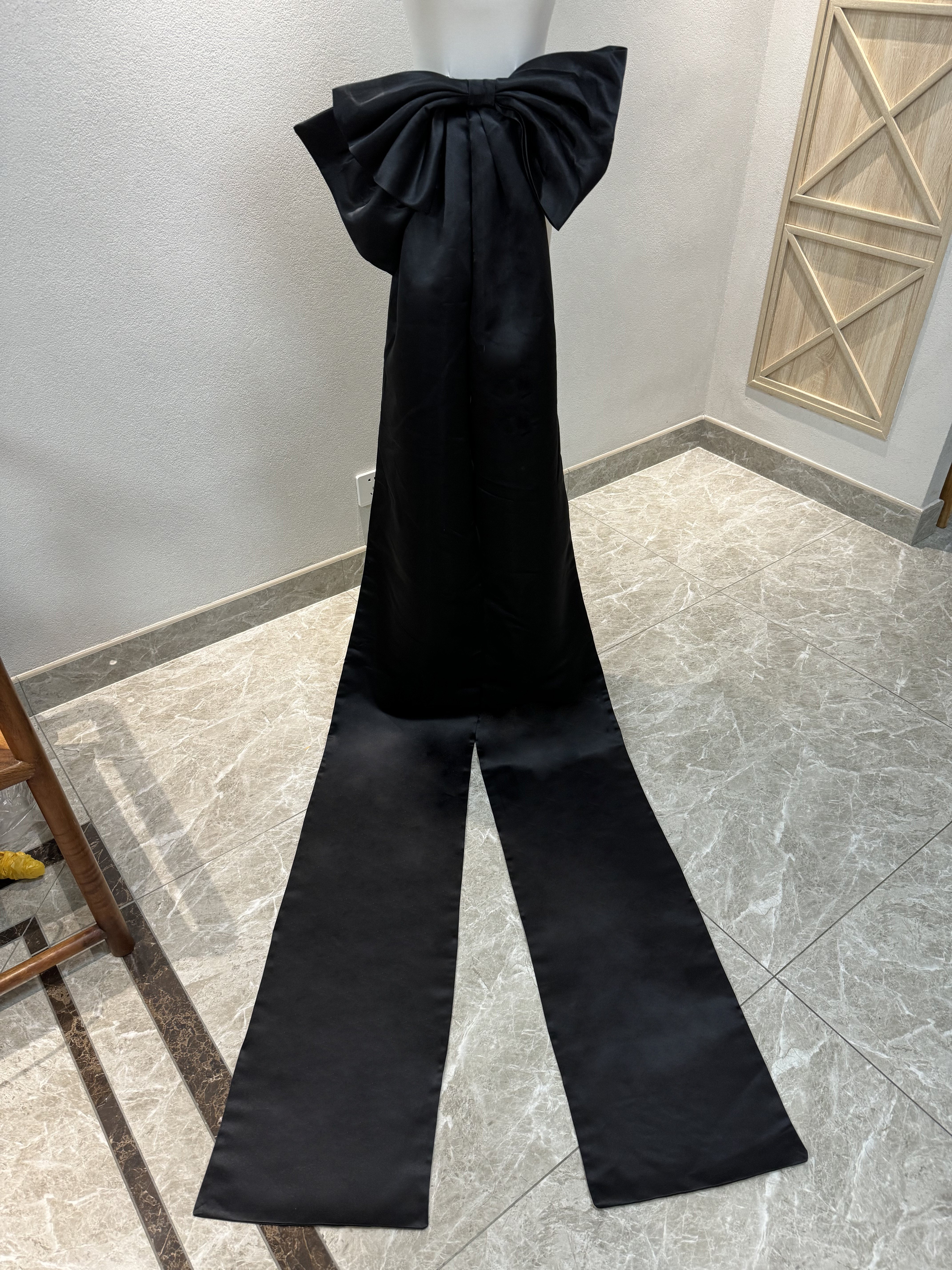 バックリボン お色直し ロングトレーン ブラック/黒 お色直し