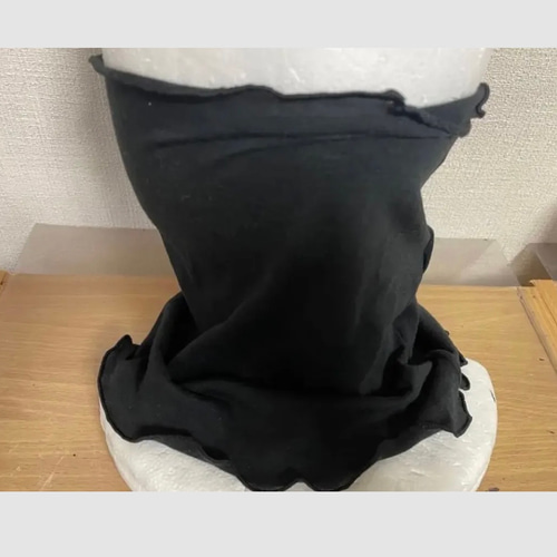 さらさらすべすべ肌感、綿シルクブラック手作りネックウォーマー さらさらすべすべ肌感、綿シルクブラック手作りネックウォーマー