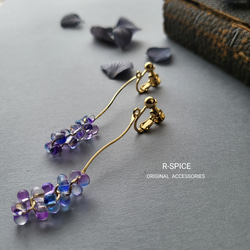 494　パープル　マーブル　ゴールド　ピアス　イヤリング　ハンドメイド BLAZE（手芸） ピアス イヤリング あじさい マーブルカラー