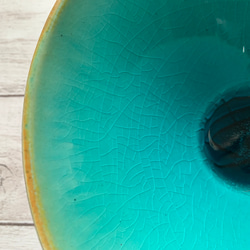 夏のトルコ青釉　中鉢（青×黒） 5枚目の画像