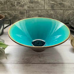 夏のトルコ青釉　中鉢（青×黒） 7枚目の画像