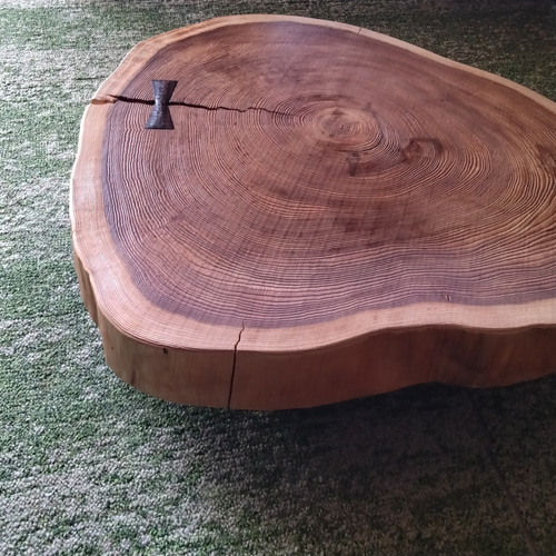 杉の年輪テーブル 天板極厚大きめサイズ 杉丸太の年輪テーブル 天