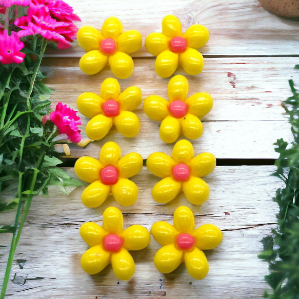 アクリルパーツ デコ 5花びら 同色 8個 植物 花 フラワー ハンドメイド 手芸 材料 装飾 pt-2419 6枚目の画像