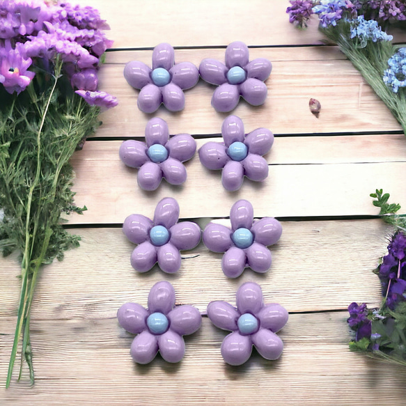 アクリルパーツ デコ 5花びら 同色 8個 植物 花 フラワー ハンドメイド 手芸 材料 装飾 pt-2419 8枚目の画像