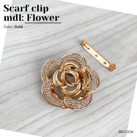 全2色】【華〜Flower】スカーフクリップ ｜ゴールド, シルバー