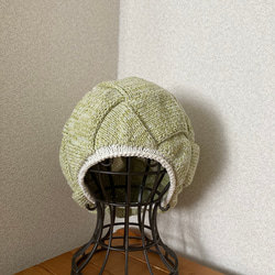 手編み　ぽってり可愛い　カラフルコットン帽子　ケア帽子 1枚目の画像