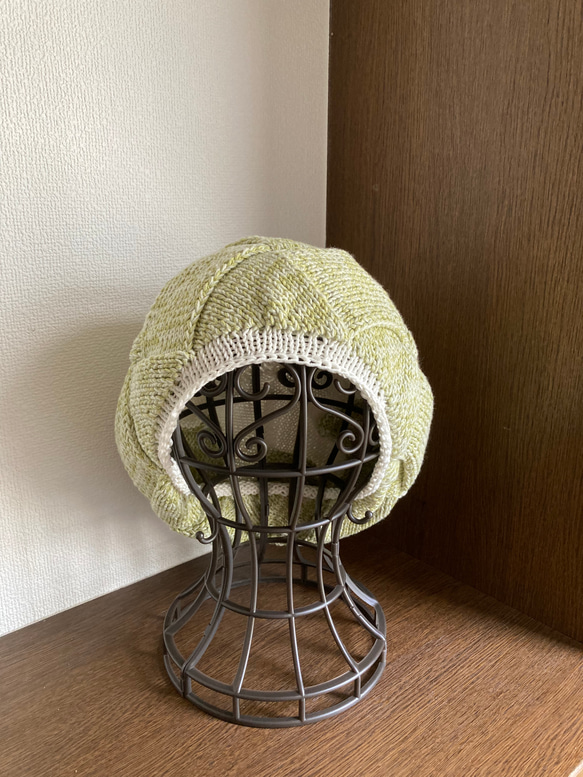 手編み　ぽってり可愛い　カラフルコットン帽子　ケア帽子 3枚目の画像