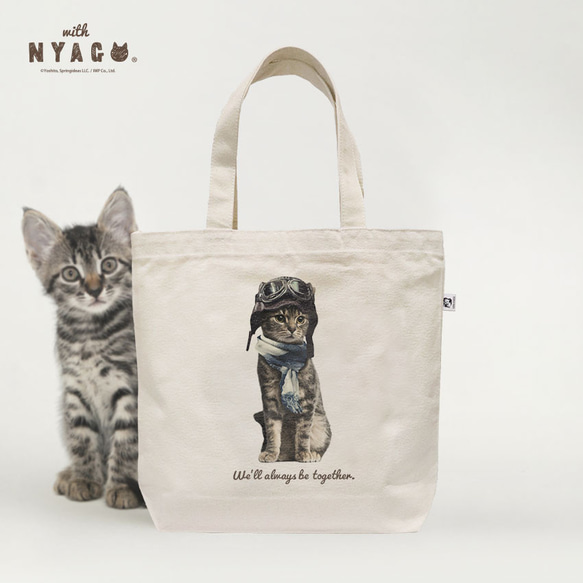 with NYAGO トートバッグ ［ パイロット ソラちゃん おすまし キジトラ 1009 ］ 1枚目の画像