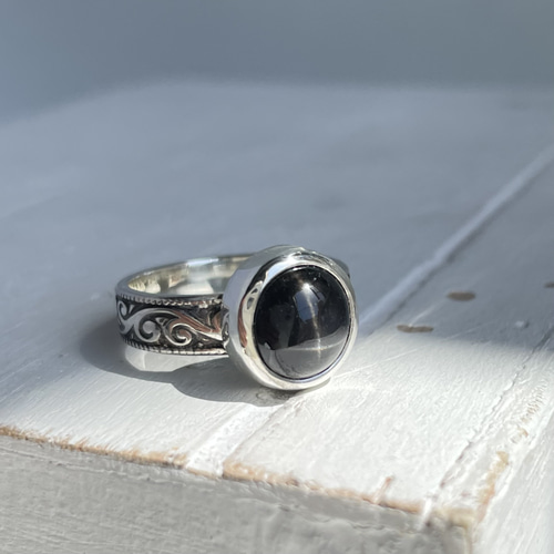 ブラックスターダイオプサイトリング silver950〈送料無料〉SR-143