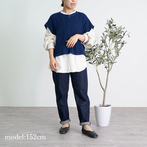 ご自宅用限定お買い得品 2wayショートニットベスト/ネイビー/愛知県三河ニット ベスト トップス