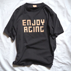 レザーパッチ「ENJOY AGING」の 半袖 Tシャツ（5色）牛革 ワッペン 9枚目の画像