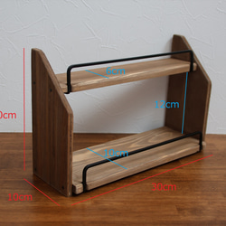 スパイスラック　調味料スタンド　小物置き　アイアン　男前　カフェスタイル　木製 3枚目の画像