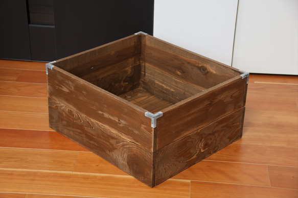 ざっくり入れる木製収納　お片付け　おもちゃ箱　ストックボックス 1枚目の画像