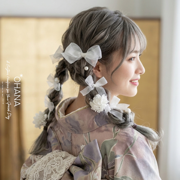 成人式 卒業式 ウェディング リボンアレンジ ヘッドドレス 髪飾り 和装